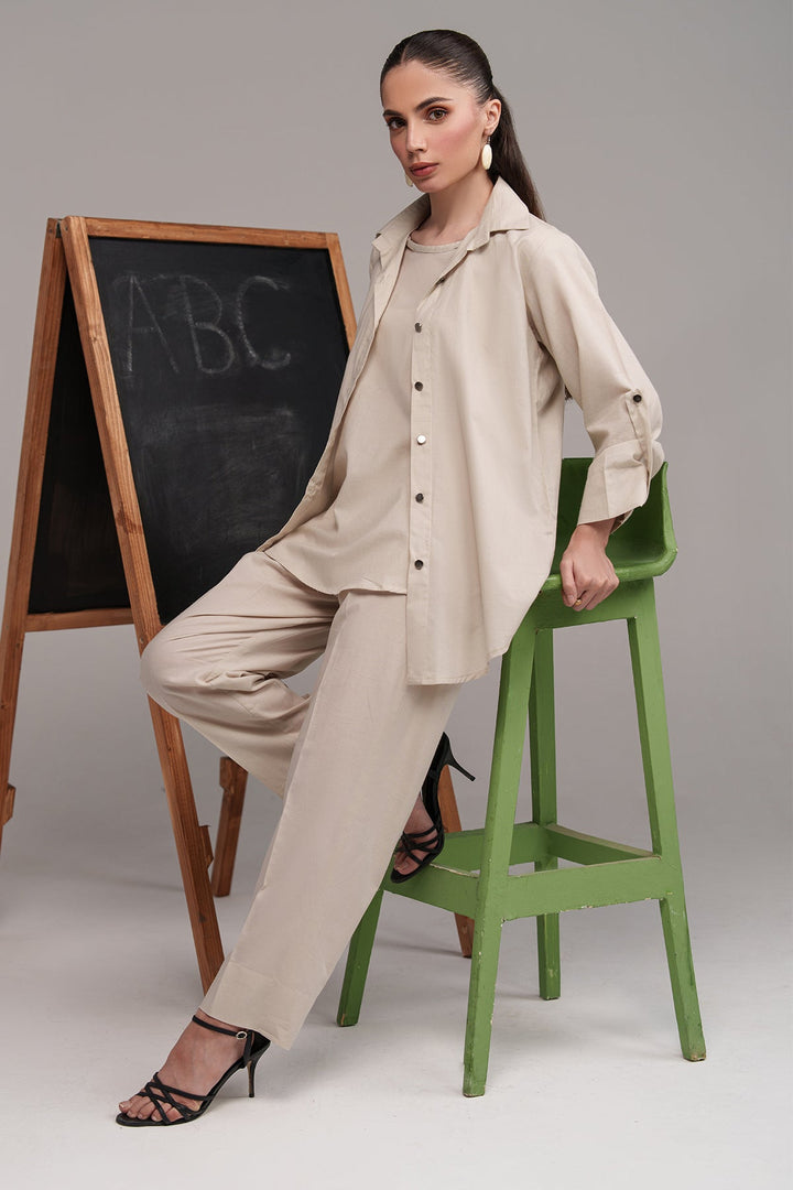 Beige Classic Co Ord Set - Peach Republic