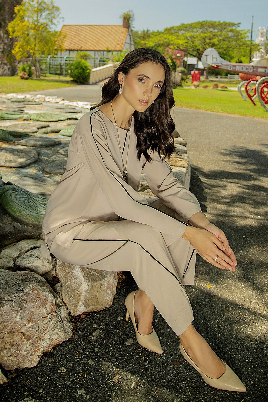 Beige Co Ord Set - 02 - Peach Republic