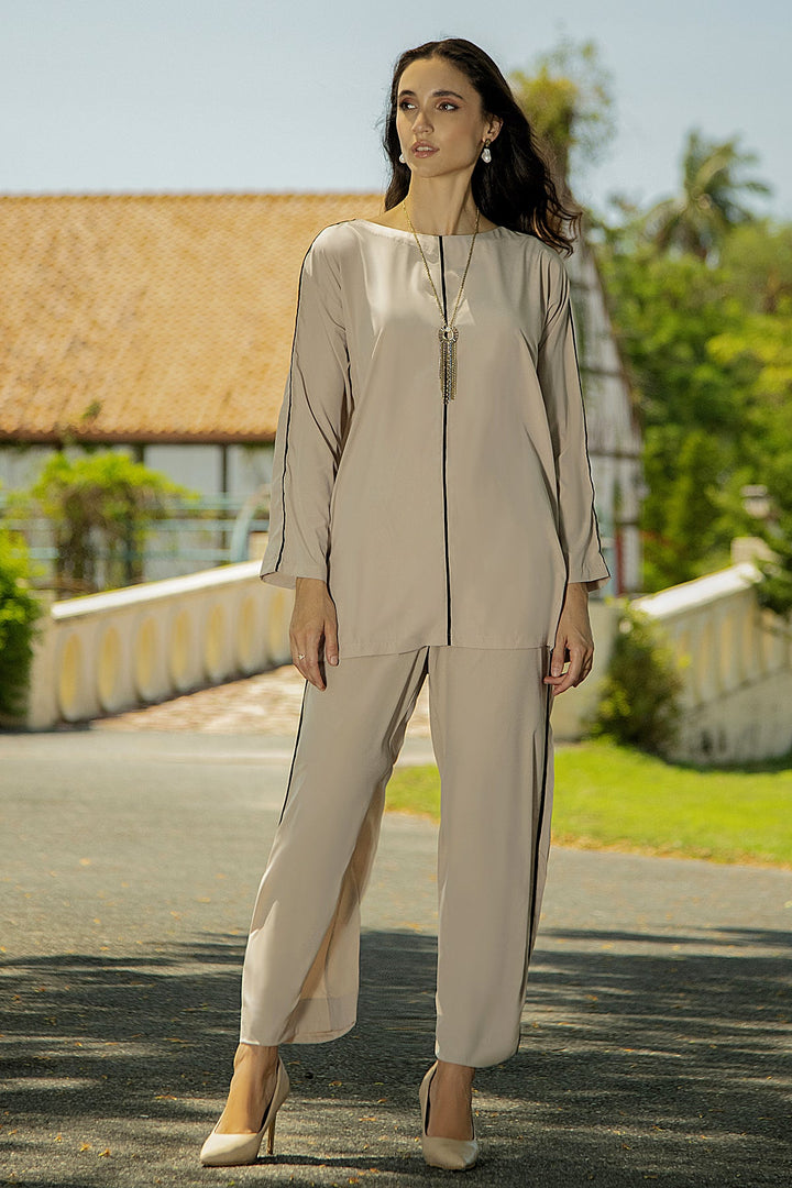 Beige Co Ord Set - 02 - Peach Republic