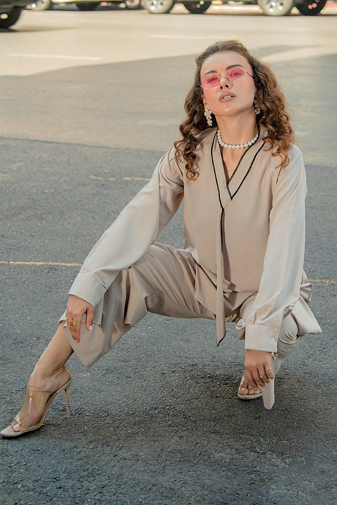 Beige Co Ord Set - 03 - Peach Republic