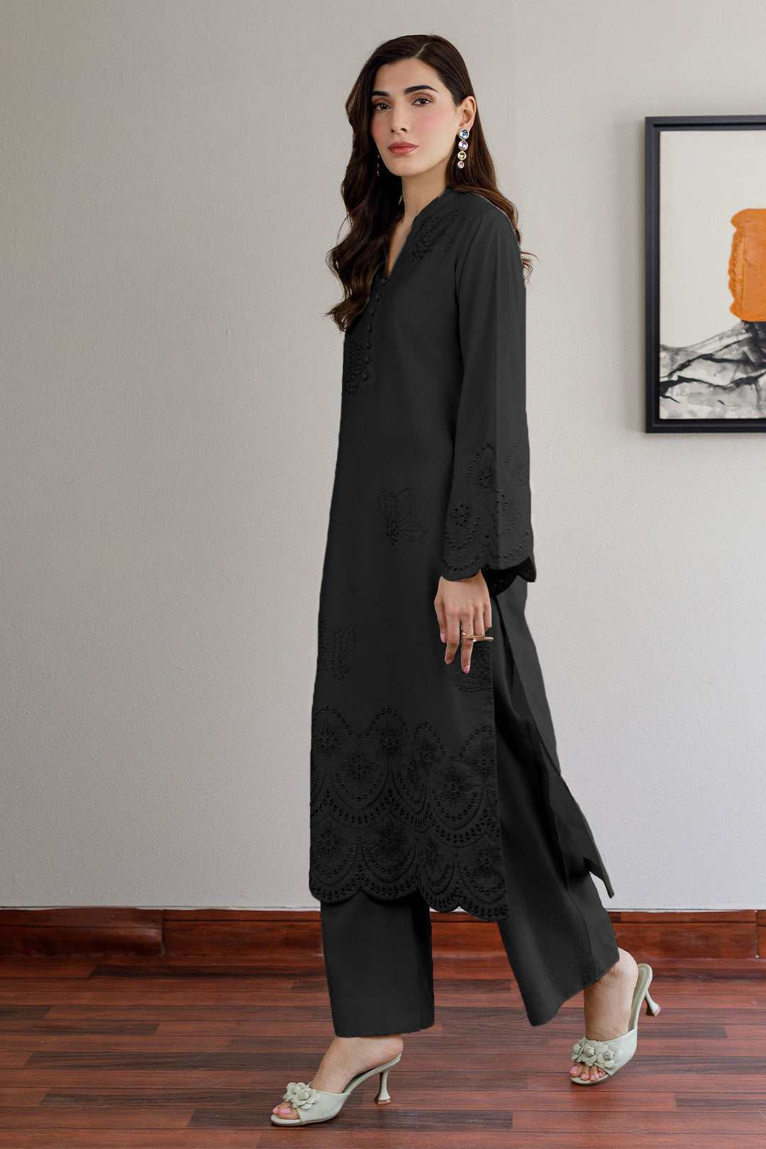 Black Schiffli Dress- 010