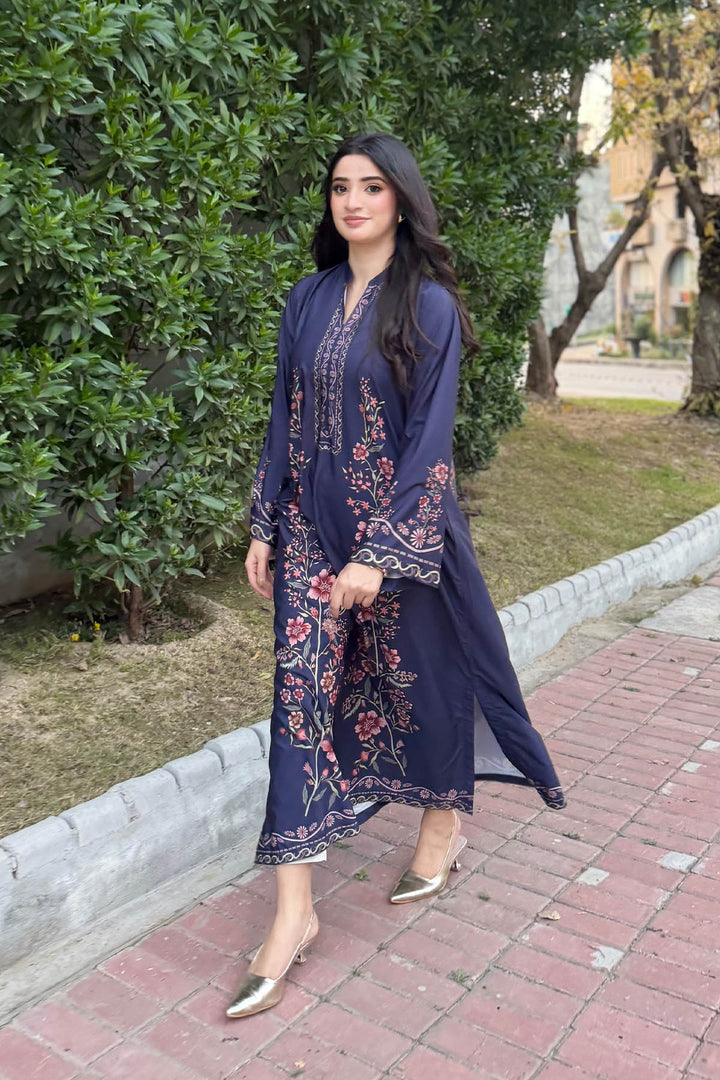 Navy Blue Bloom Kaftan