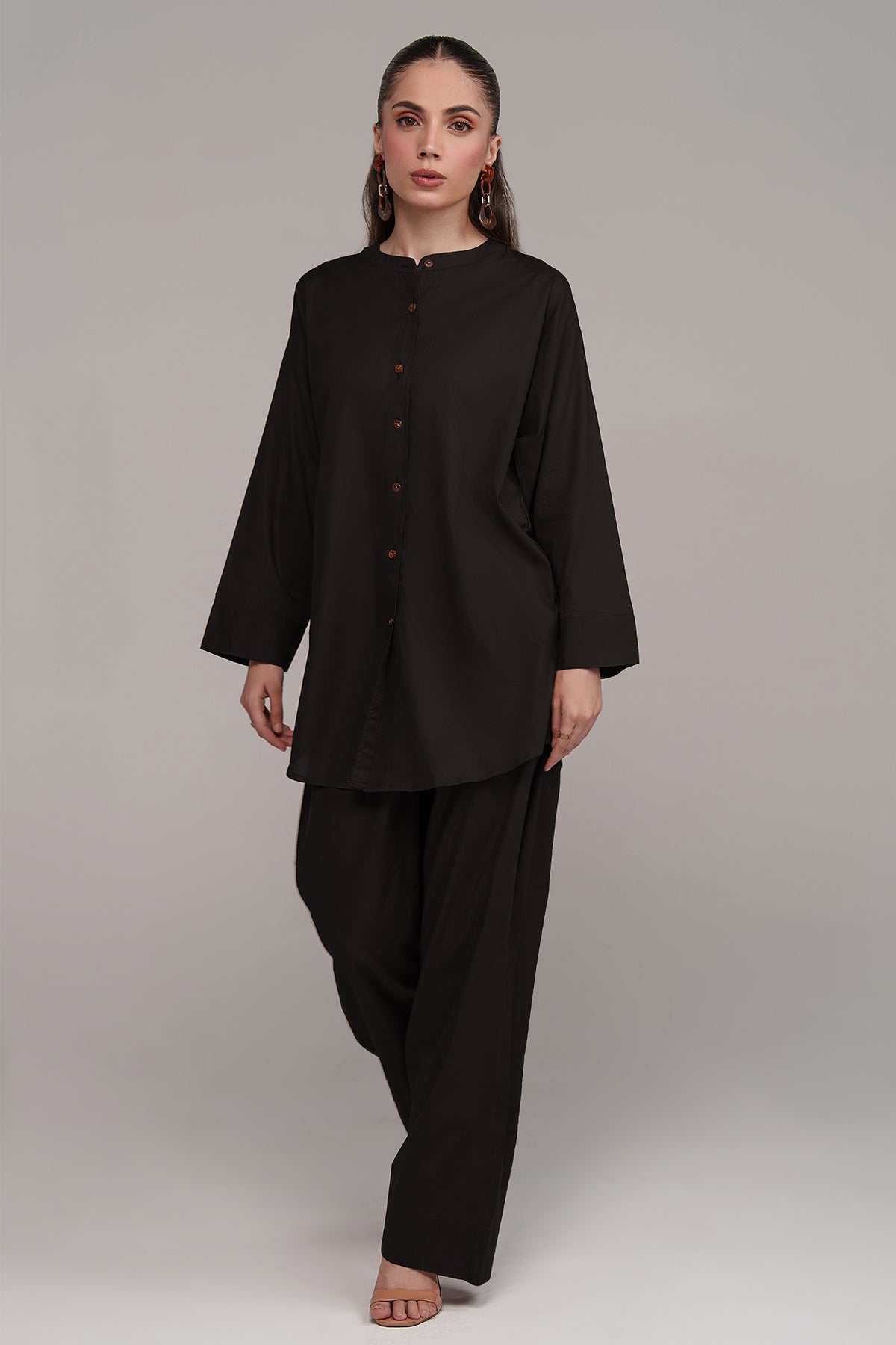 Black Cambric Co Ord Set - Peach Republic