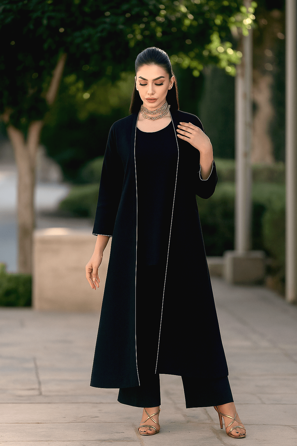 Black Cambric Layered Dress - Peach Republic