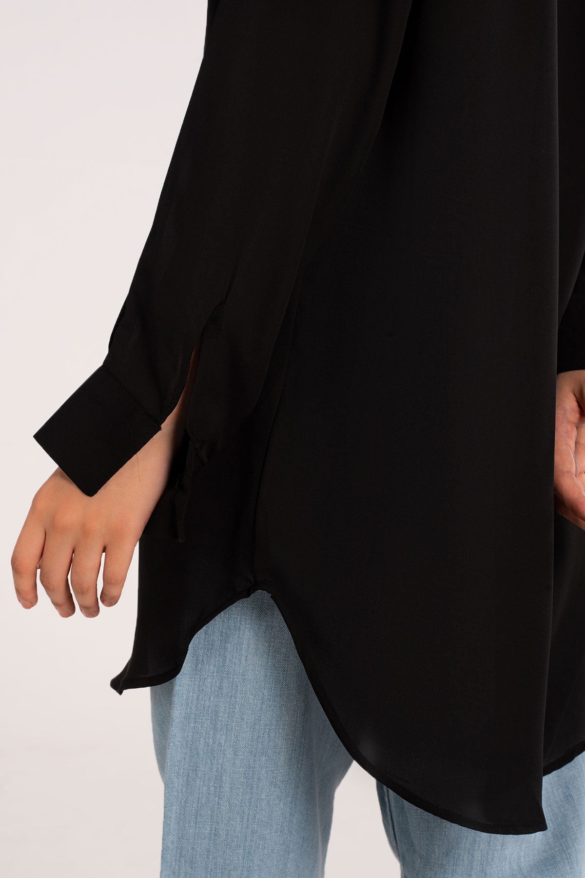 Black Crepe Top - Peach Republic