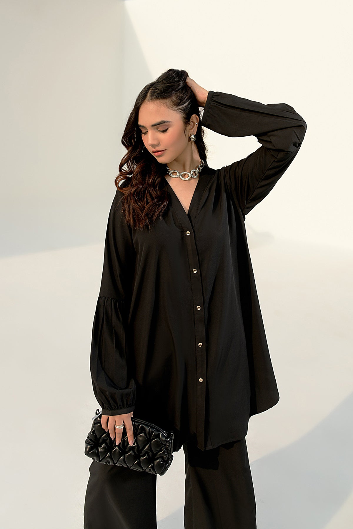 Black Crepe Tunic - 01 - Peach Republic