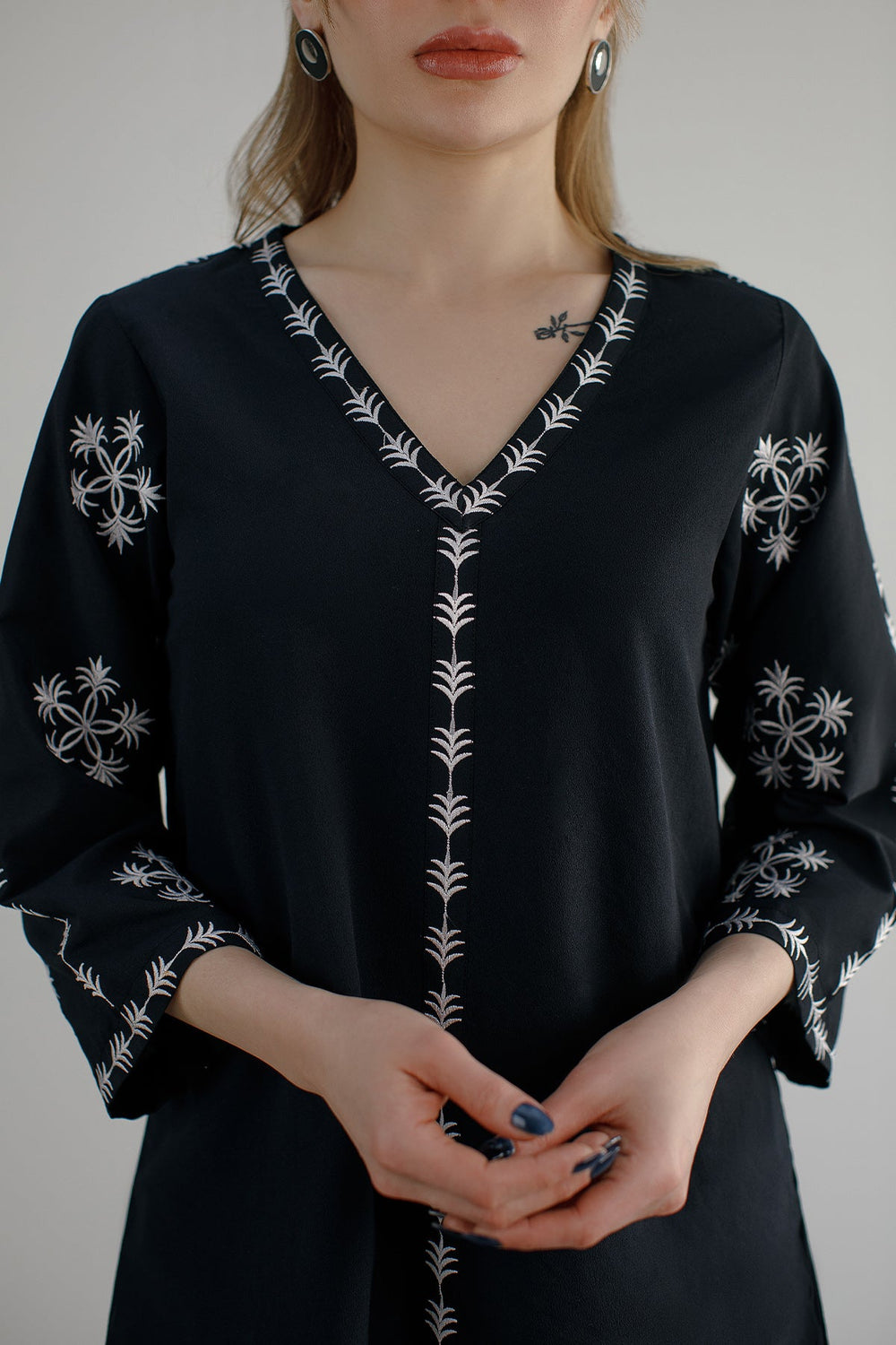 Black Embroidered Co Ord Set - 01 - Peach Republic