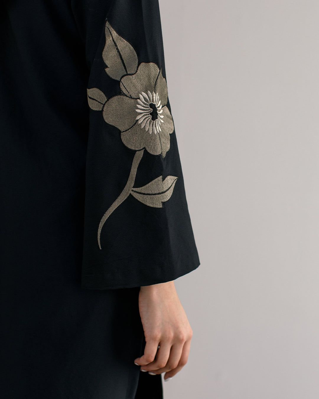 Black Embroidered Dress - Peach Republic