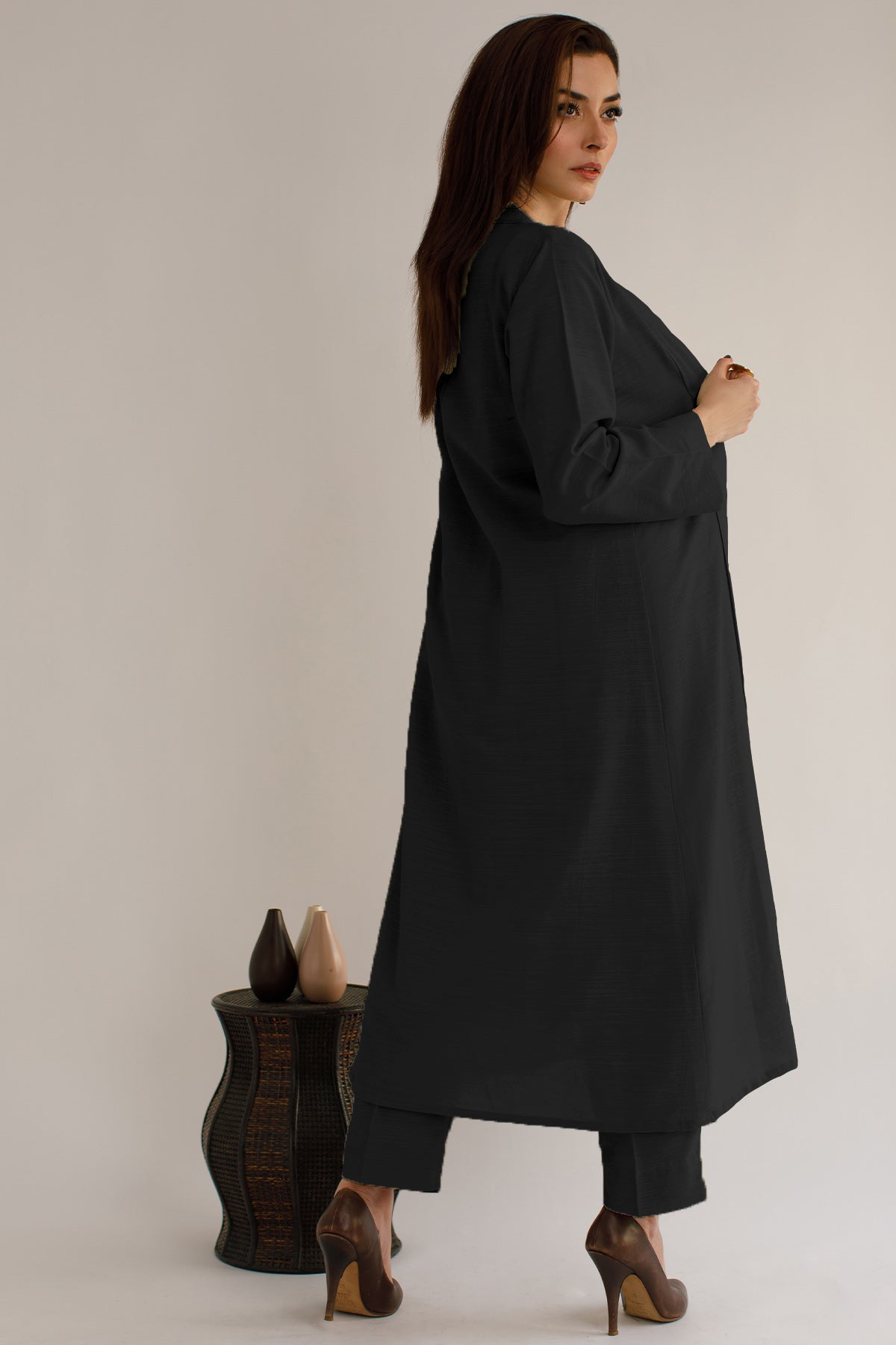 Black Khaddar Dress - 02 - Peach Republic