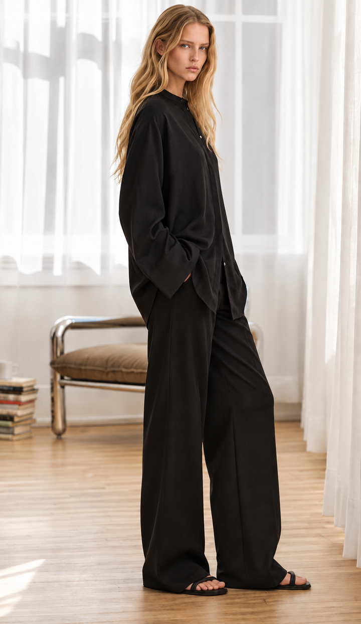 Black Oversized Co-ord Set side view