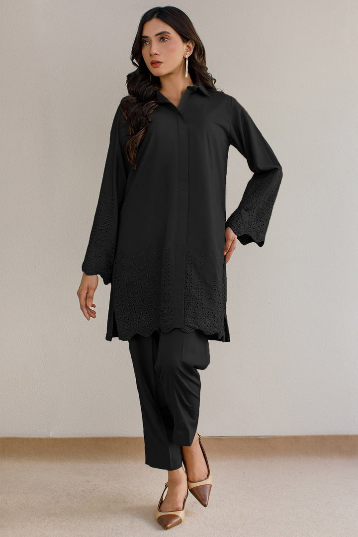 Black Schiffli Co Ord Set - 030 - Peach Republic