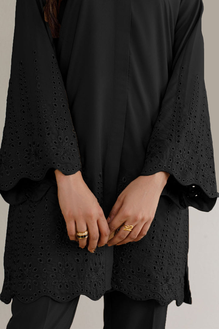 Black Schiffli Co Ord Set - 030 - Peach Republic