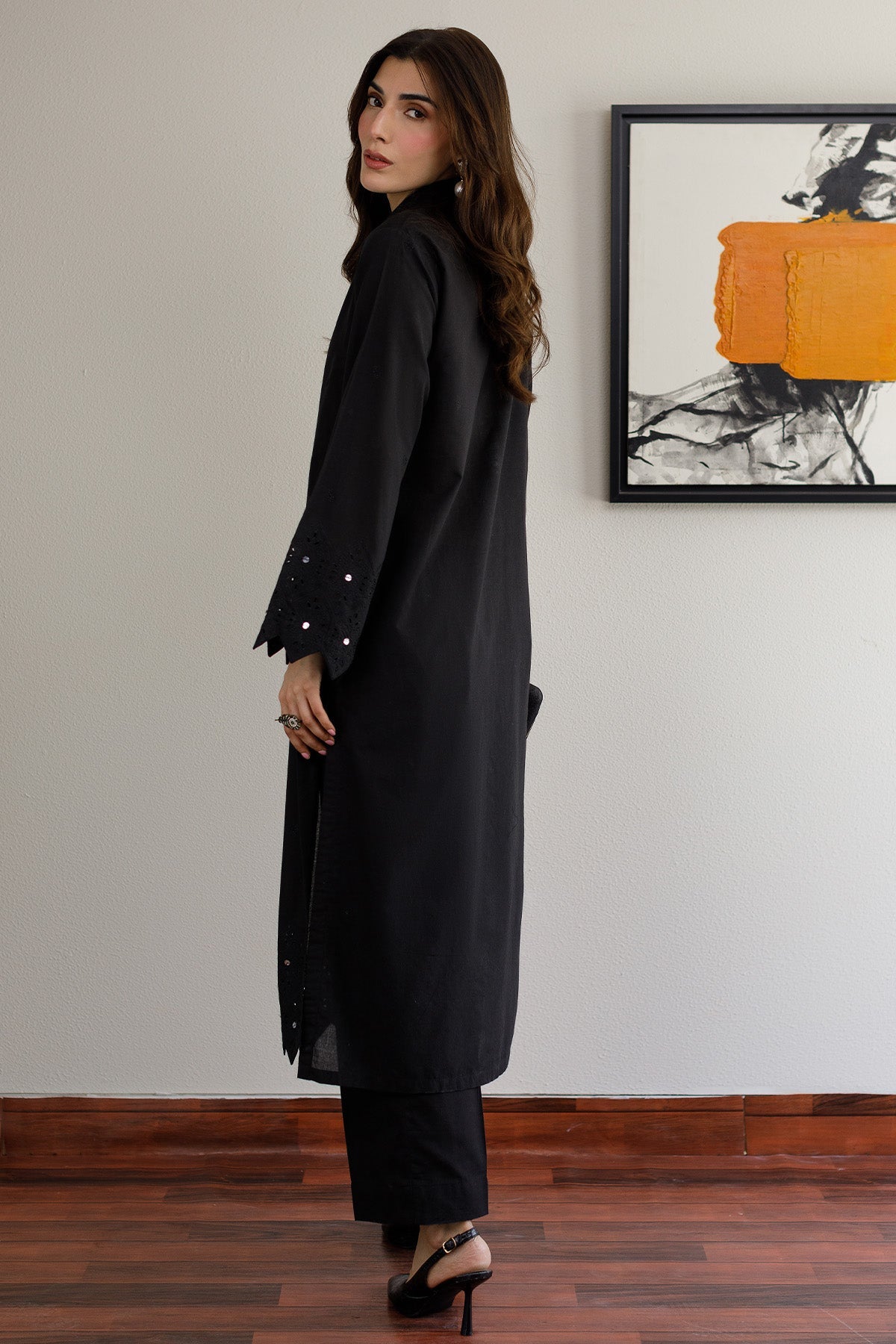 Black Schiffli Dress - 05 - Peach Republic