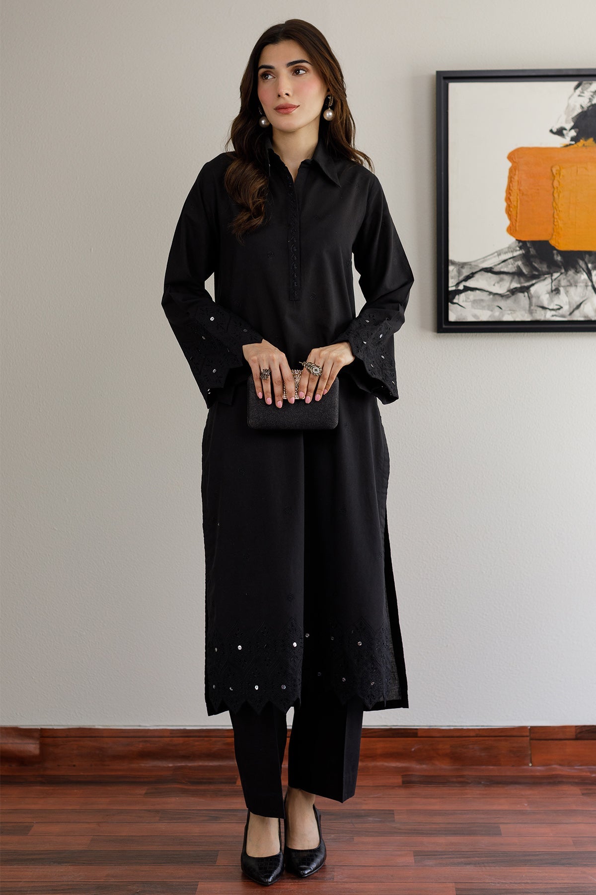 Black Schiffli Dress - 05 - Peach Republic