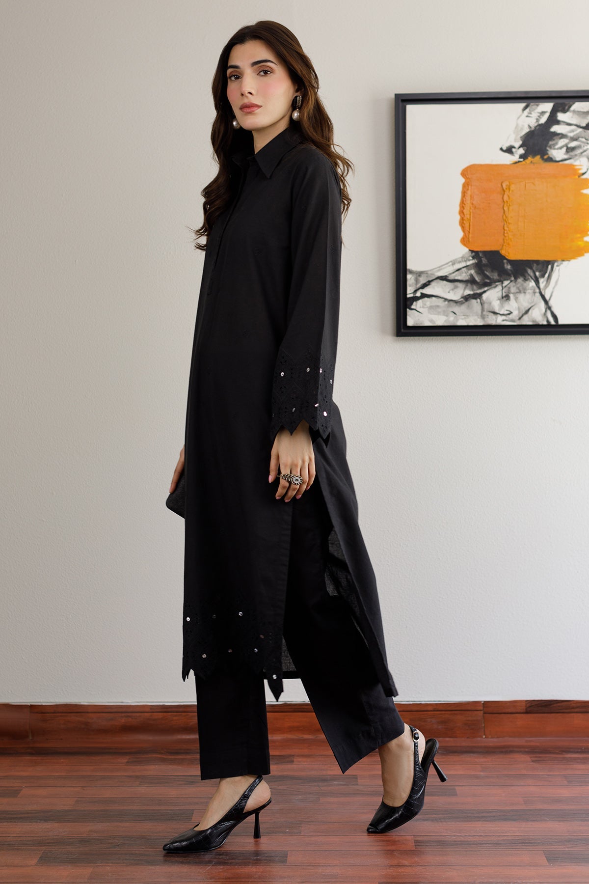 Black Schiffli Dress - 05 - Peach Republic
