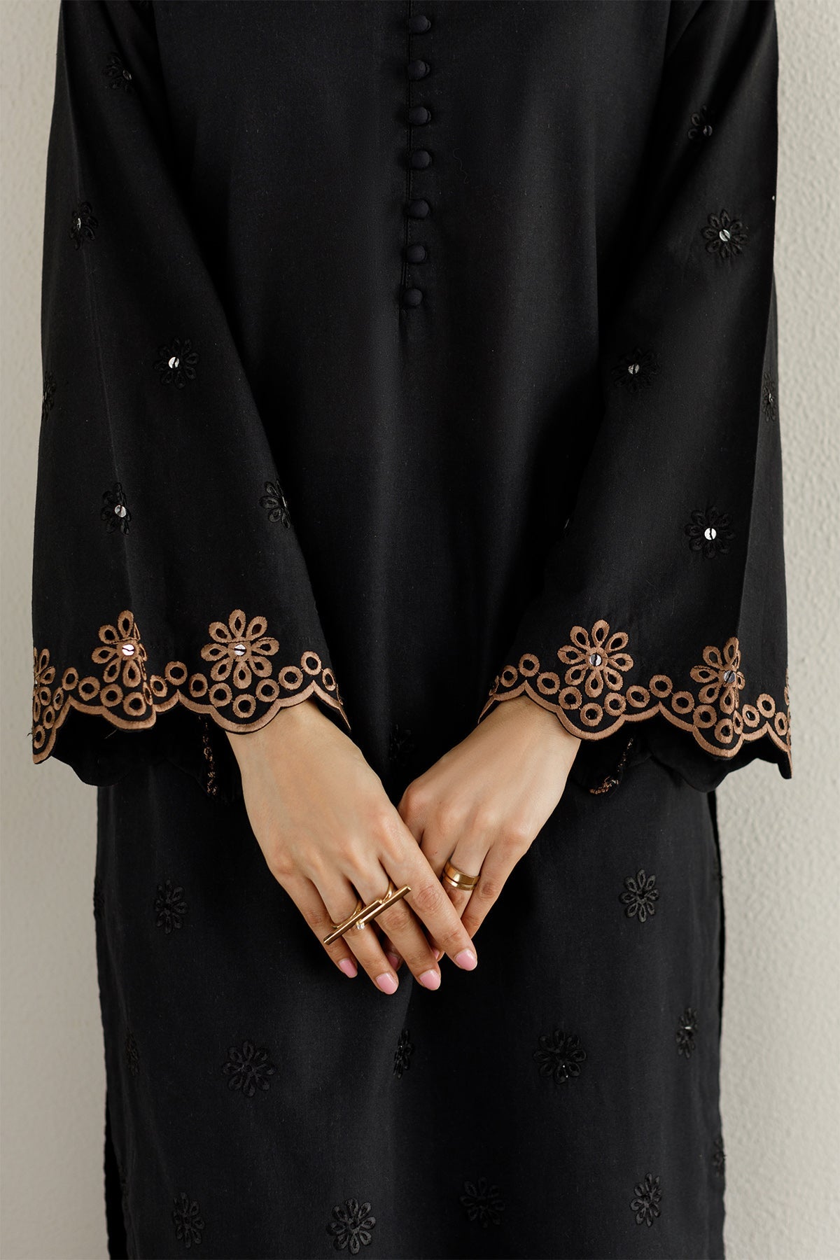 Black Schiffli Dress - 06 - Peach Republic