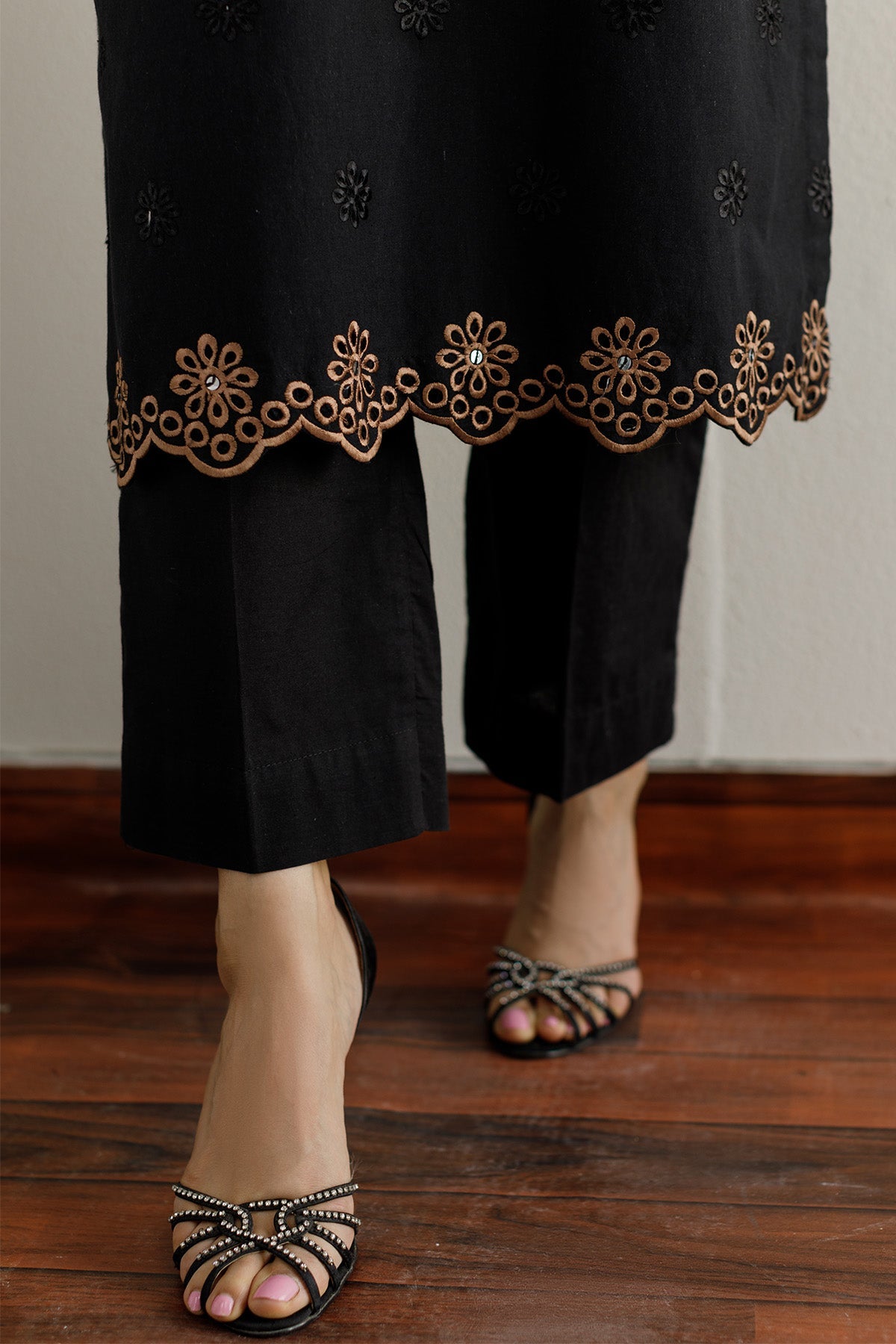 Black Schiffli Dress - 06 - Peach Republic