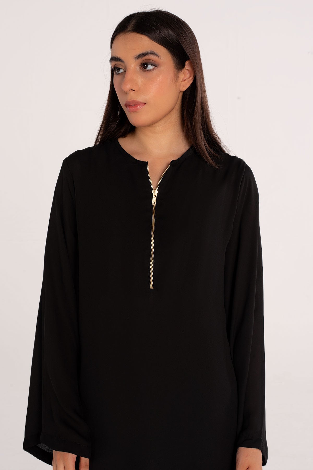 Black Zipper Grip Top - Peach Republic