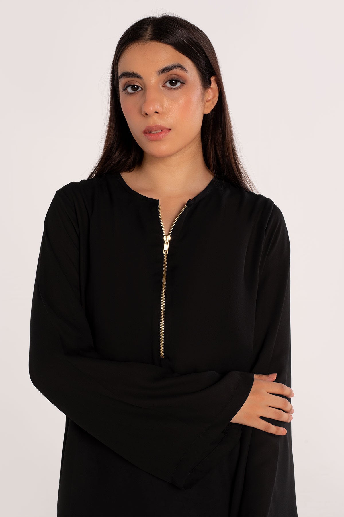 Black Zipper Top - Peach Republic