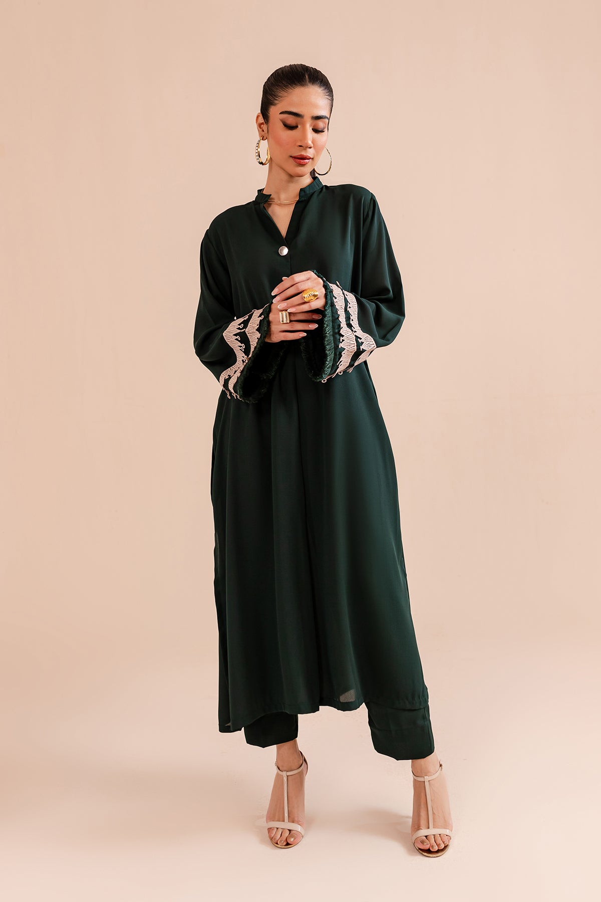 Bottle Green Classic Dress - 01 - Peach Republic