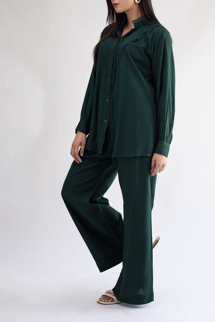 Bottle Green Co Ord Set - 043 - Peach Republic