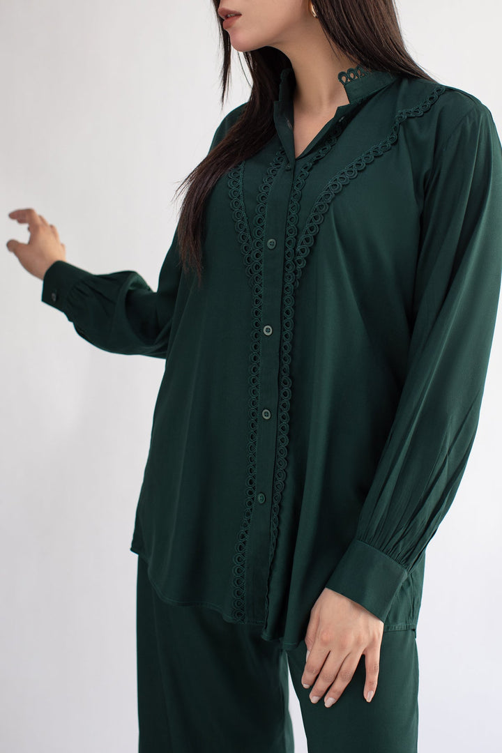 Bottle Green Co Ord Set - 043 - Peach Republic