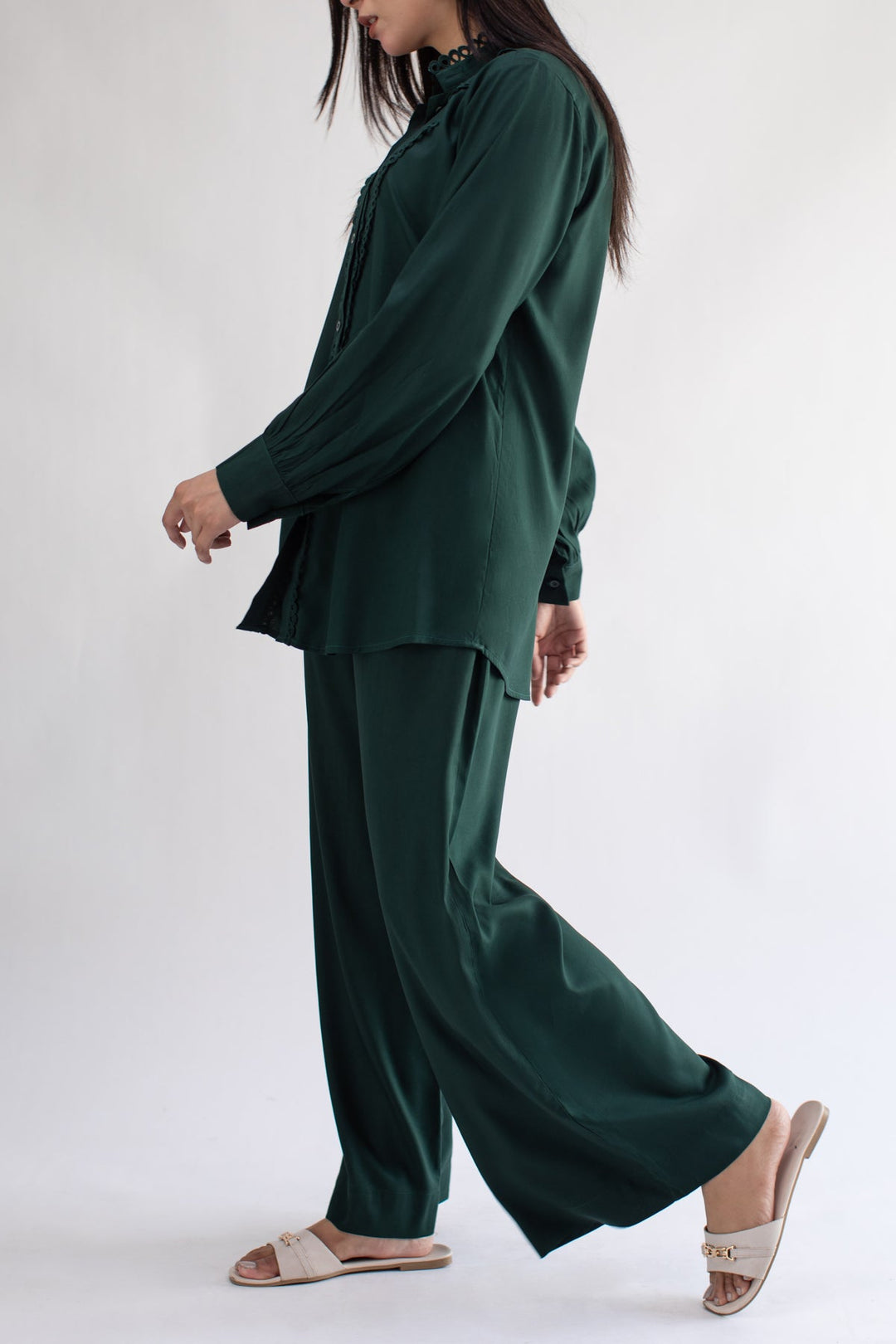 Bottle Green Co Ord Set - 043 - Peach Republic