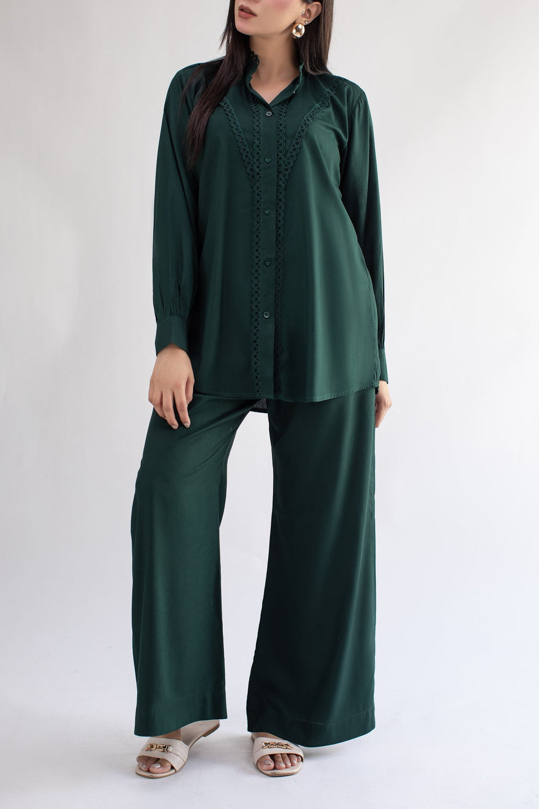 Bottle Green Co Ord Set - 043 - Peach Republic