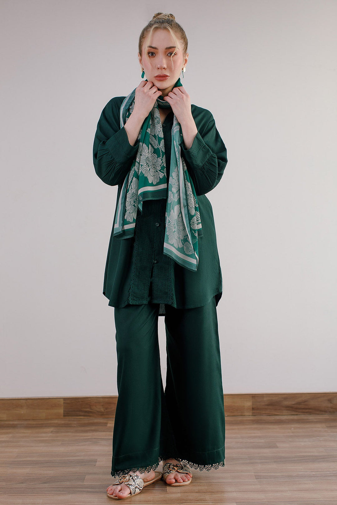 Bottle Green Co Ord Set - Peach Republic