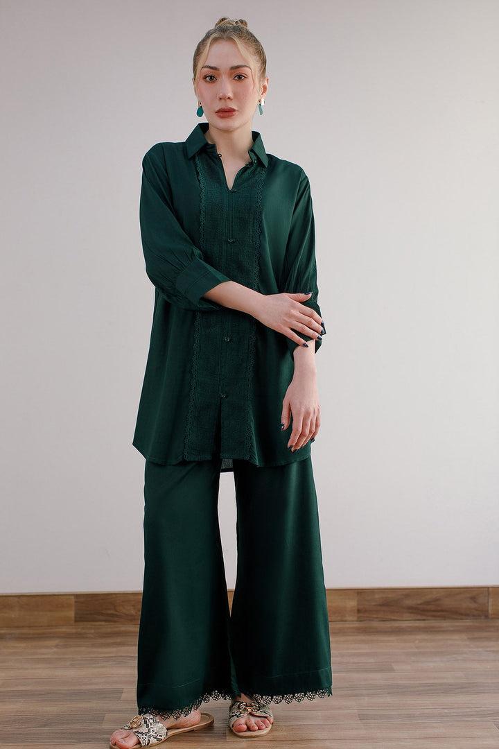 Bottle Green Co Ord Set - Peach Republic