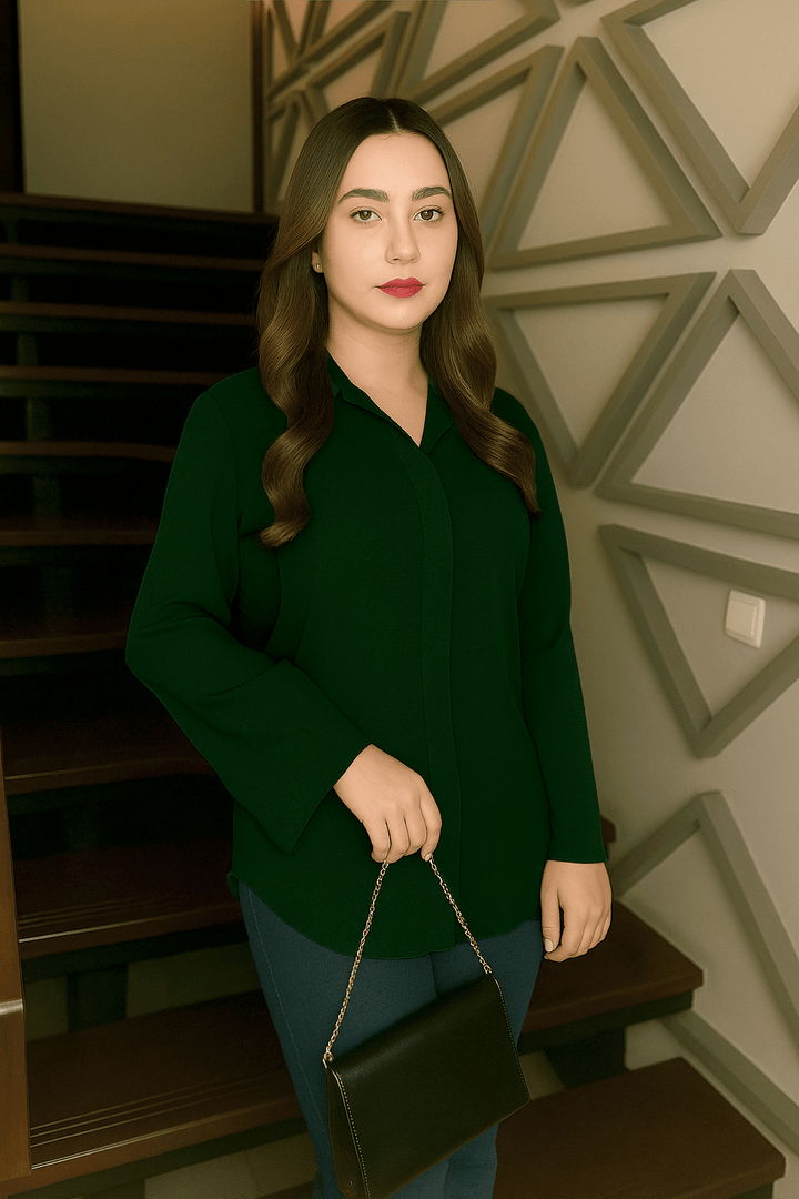 Bottle Green Crepe Top - 01 - Peach Republic