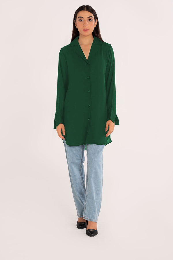 Bottle Green Crepe Top - Peach Republic