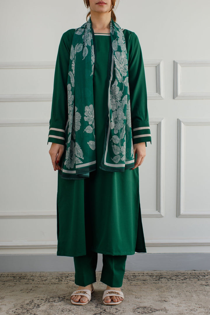 Bottle Green Dress - 01 - Peach Republic