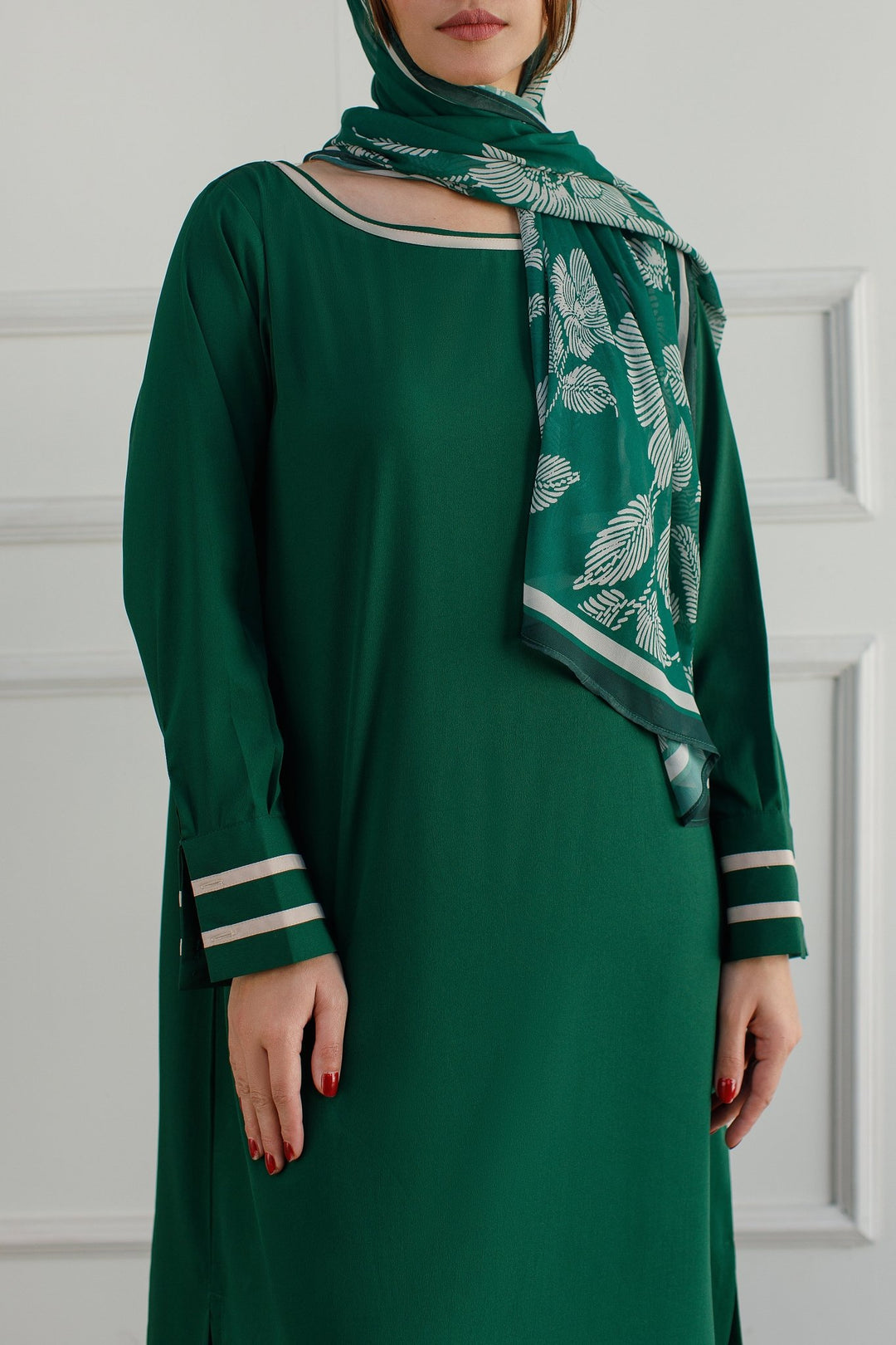 Bottle Green Dress - 01 - Peach Republic