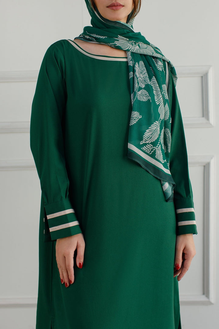 Bottle Green Dress - 01 - Peach Republic