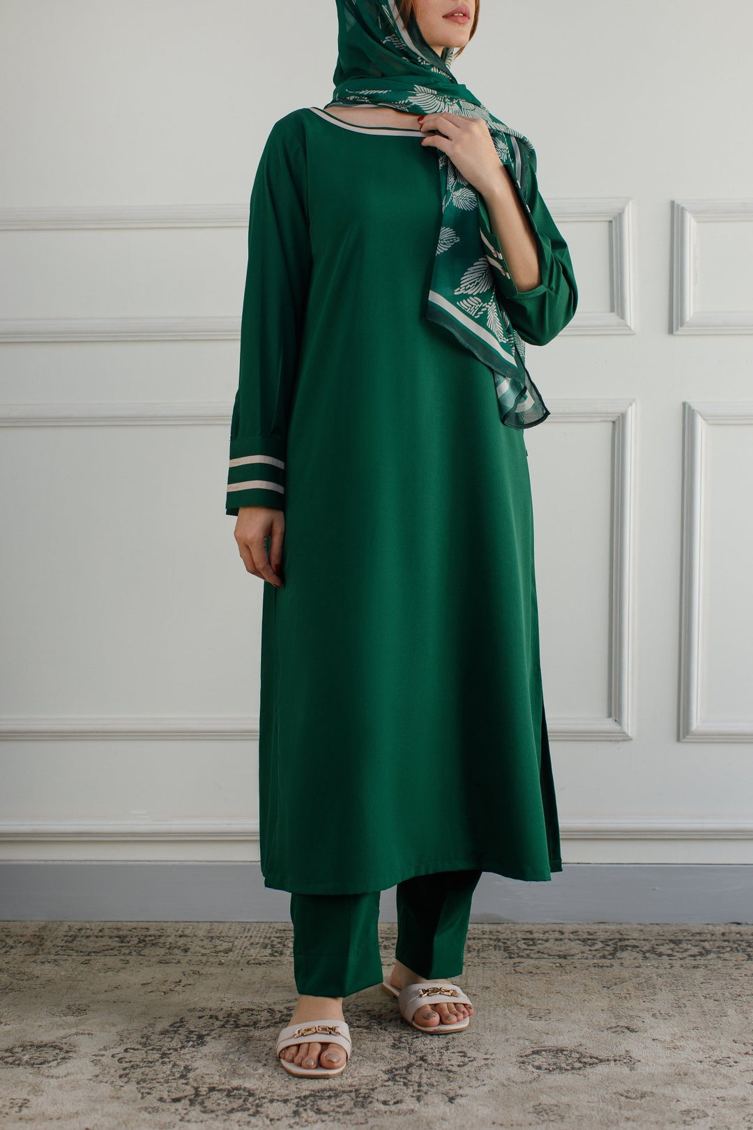 Bottle Green Dress - 01 - Peach Republic