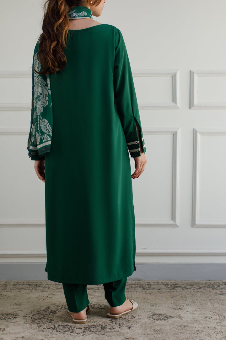 Bottle Green Dress - 01 - Peach Republic