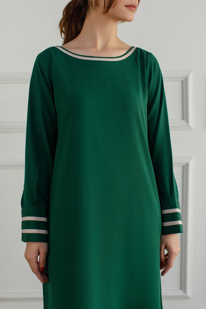 Bottle Green Dress - 01 - Peach Republic