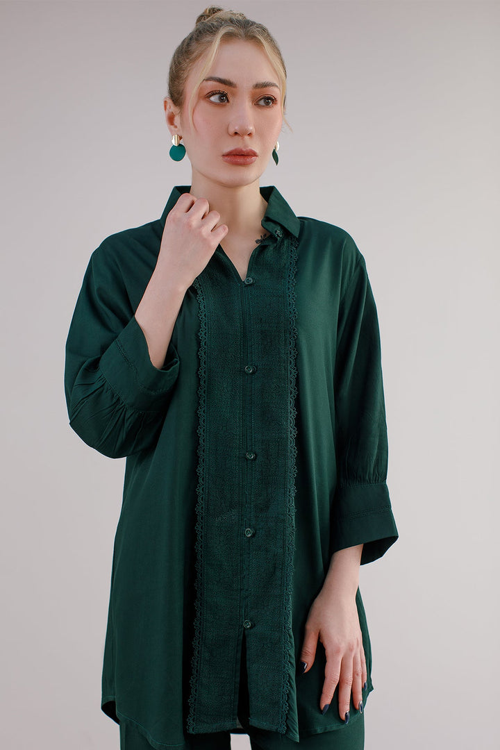 Bottle Green Linen Co Ord Set - Peach Republic