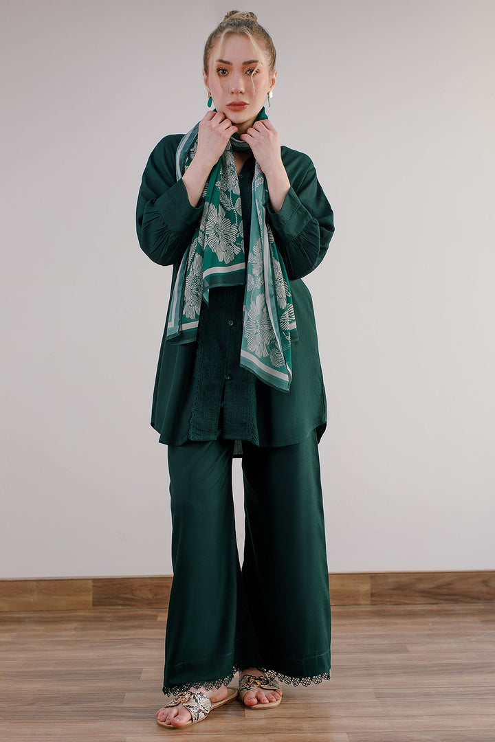 Bottle Green Linen Co Ord Set - Peach Republic