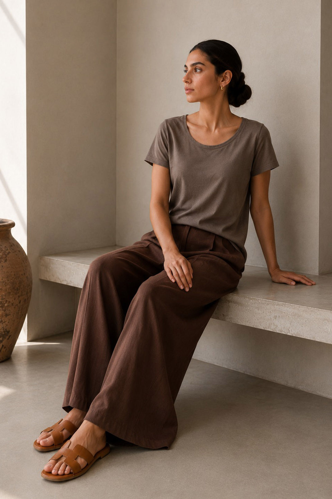 WIDE SCOOP NECK BOX FIT T- SHIRT