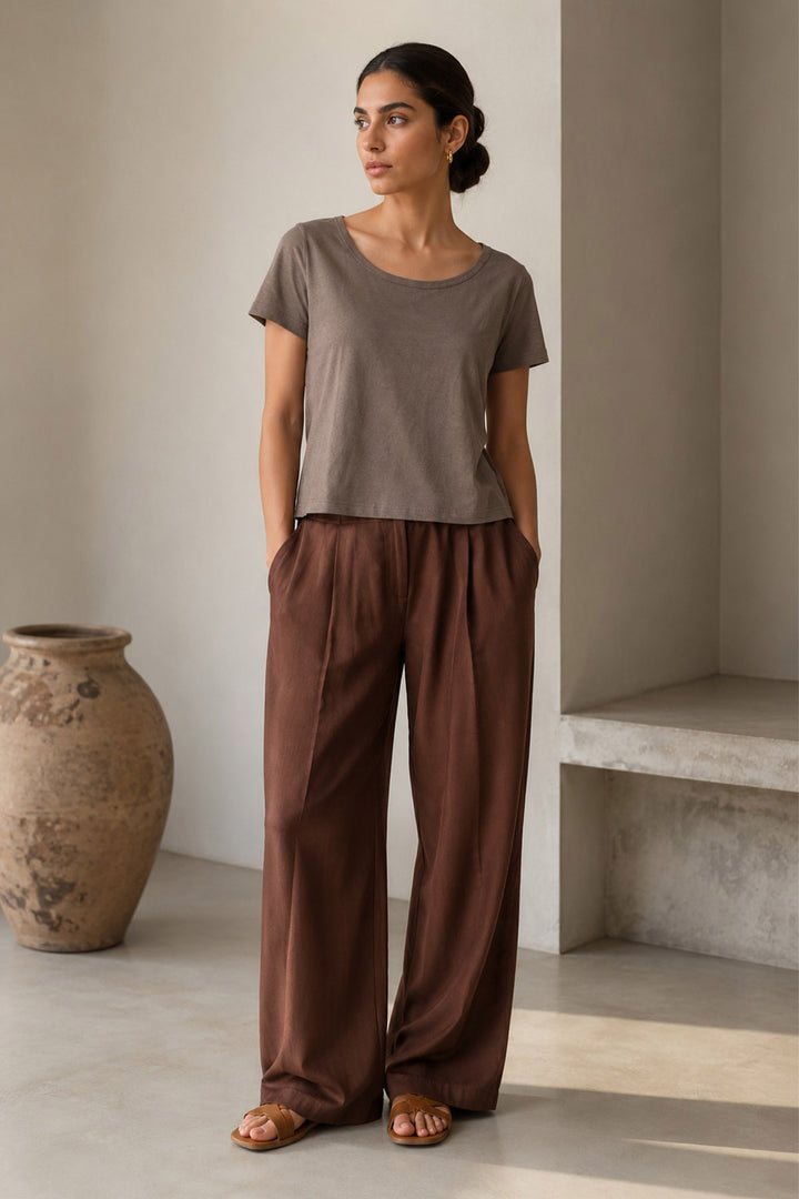 WIDE SCOOP NECK BOX FIT T- SHIRT