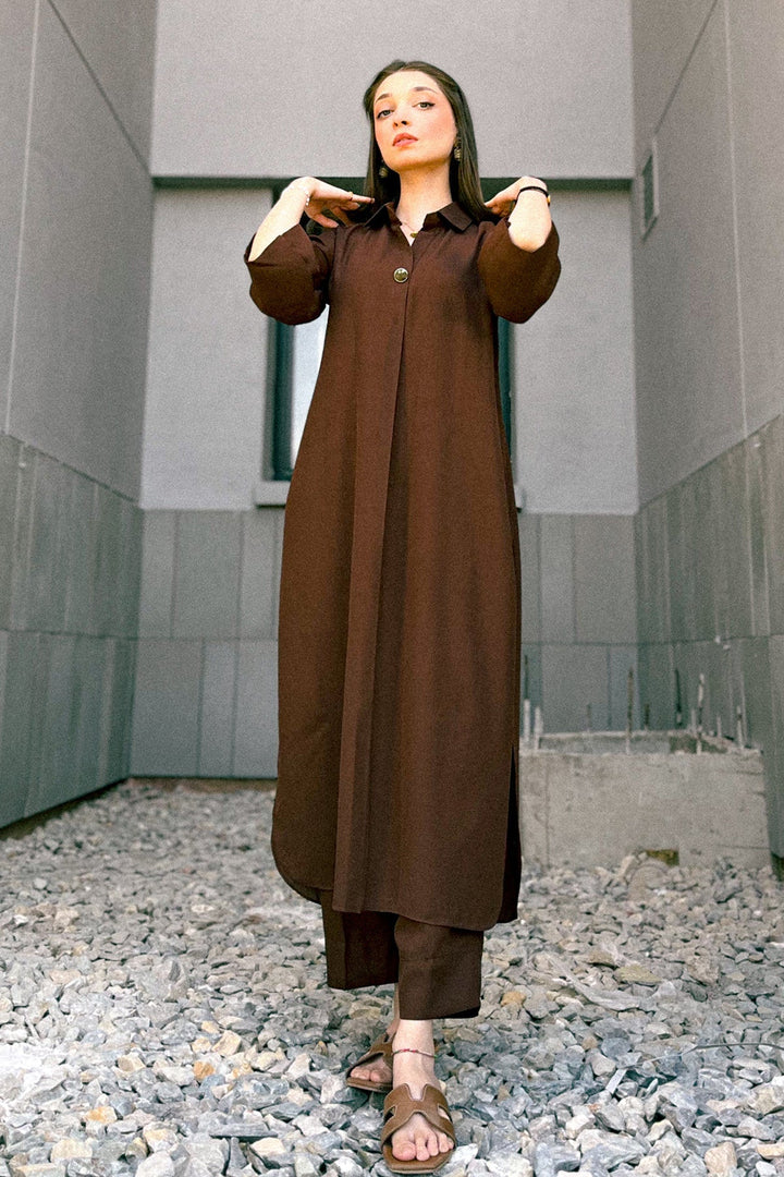 Brown Grip Dress - Peach Republic