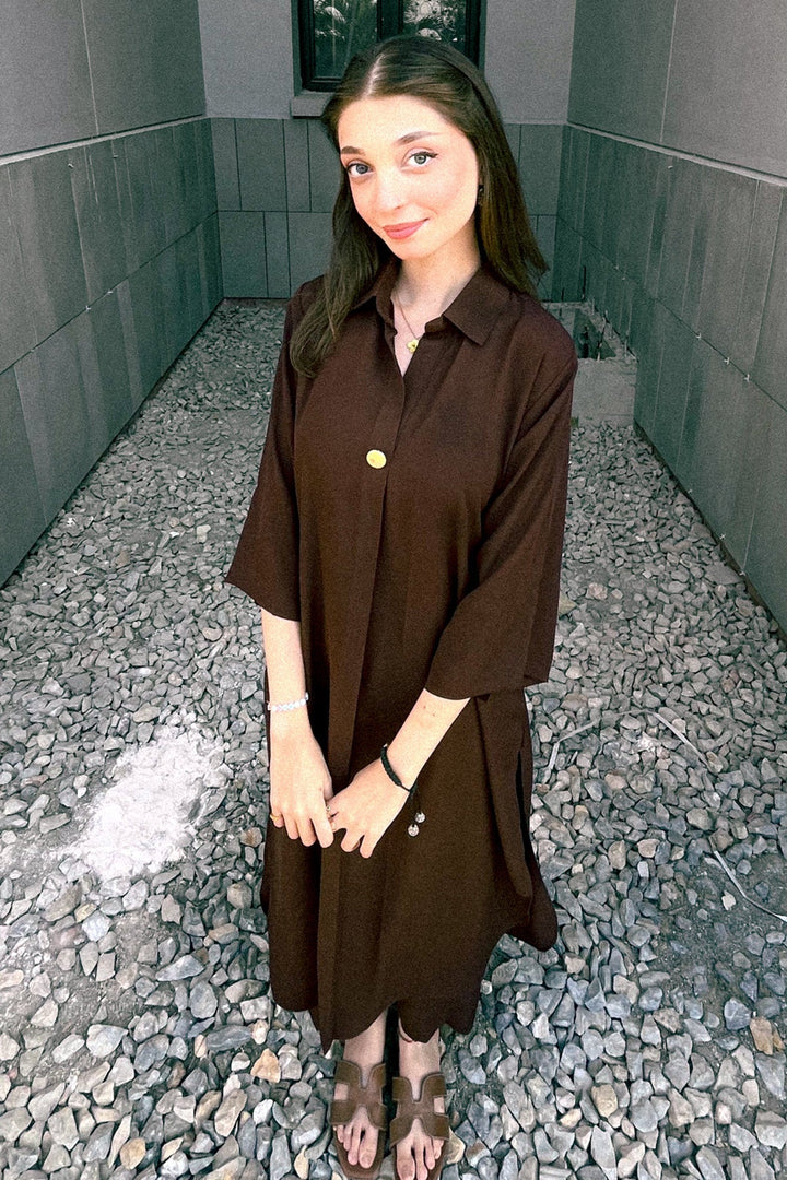 Brown Grip Dress - Peach Republic