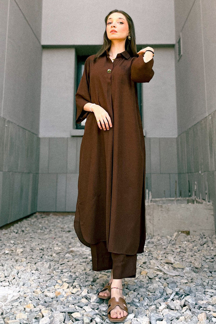 Brown Grip Dress - Peach Republic