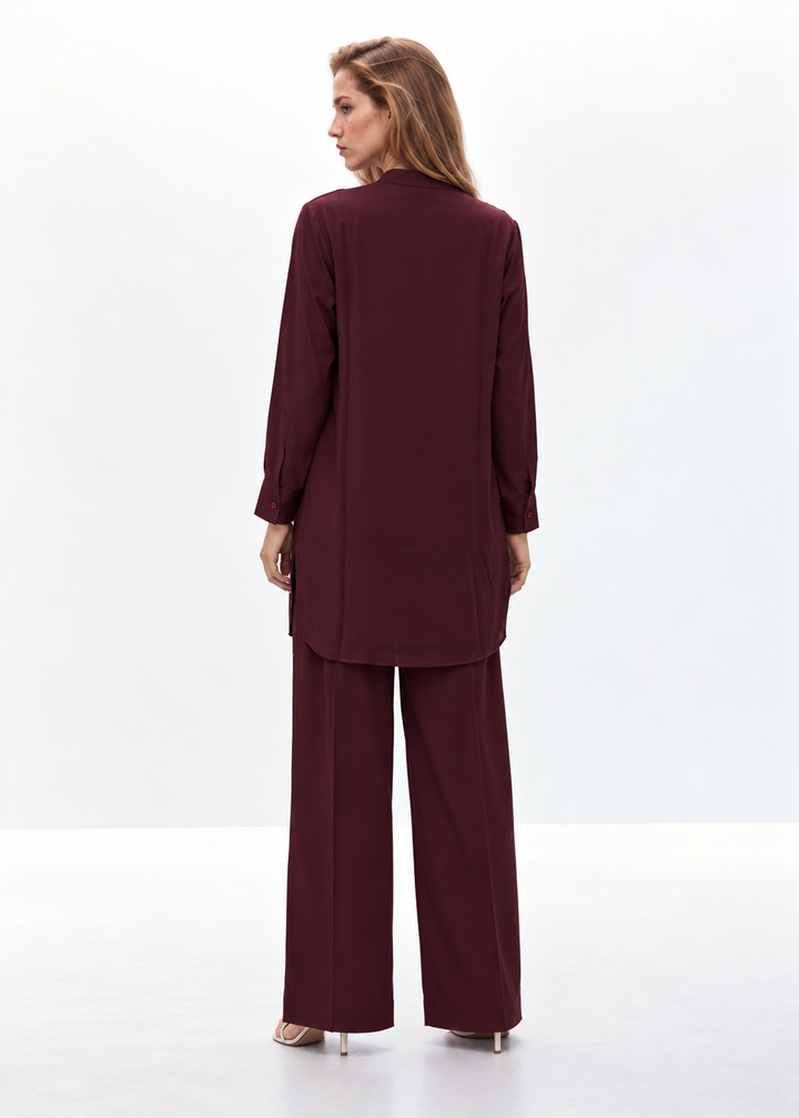 Burgundy Button-Down Co-ord back view