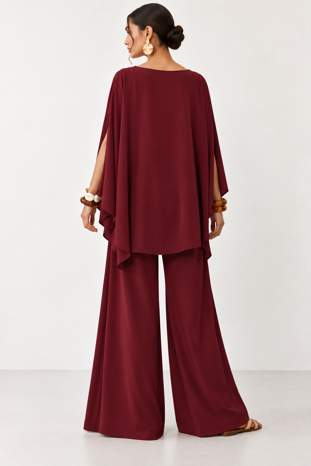 Burgundy Georgette Co-Ord, back view