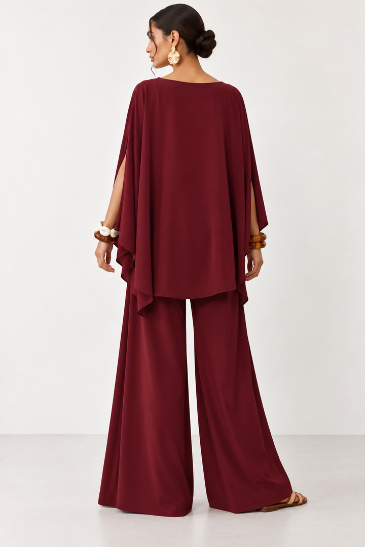 Burgundy Georgette Co-Ord, back view