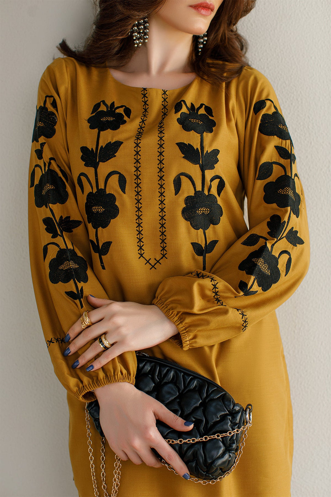 Caramel Embroidered Co Ord Set - Peach Republic