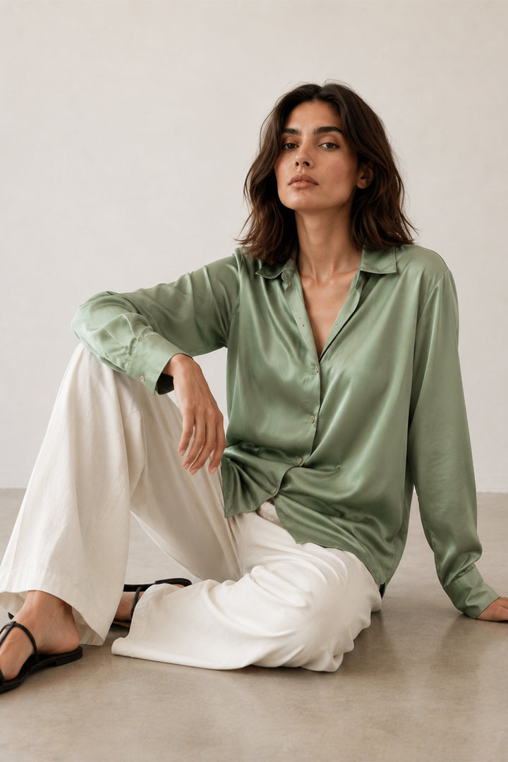 Mint Silk Top